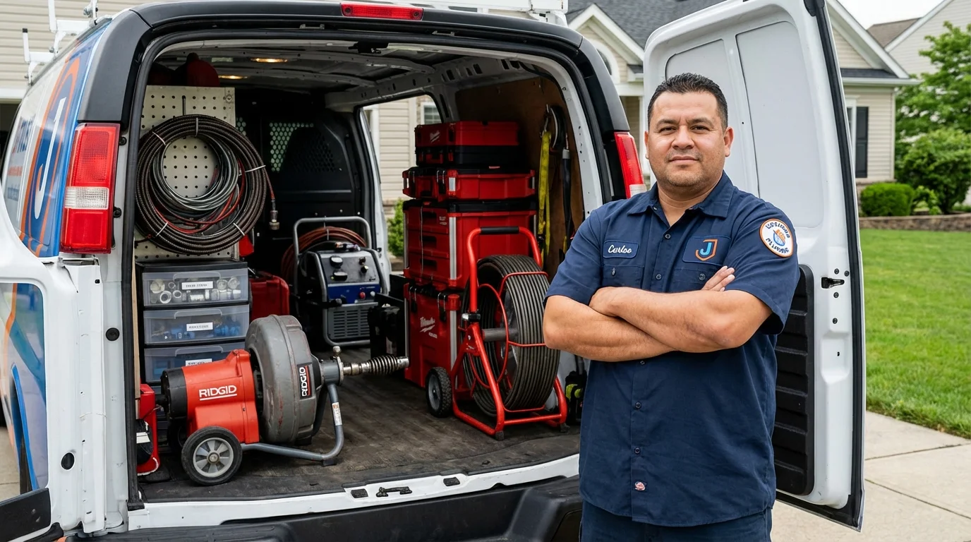 Professional drain cleaning equipment and Johns Plumbing LLC plumber in Willow