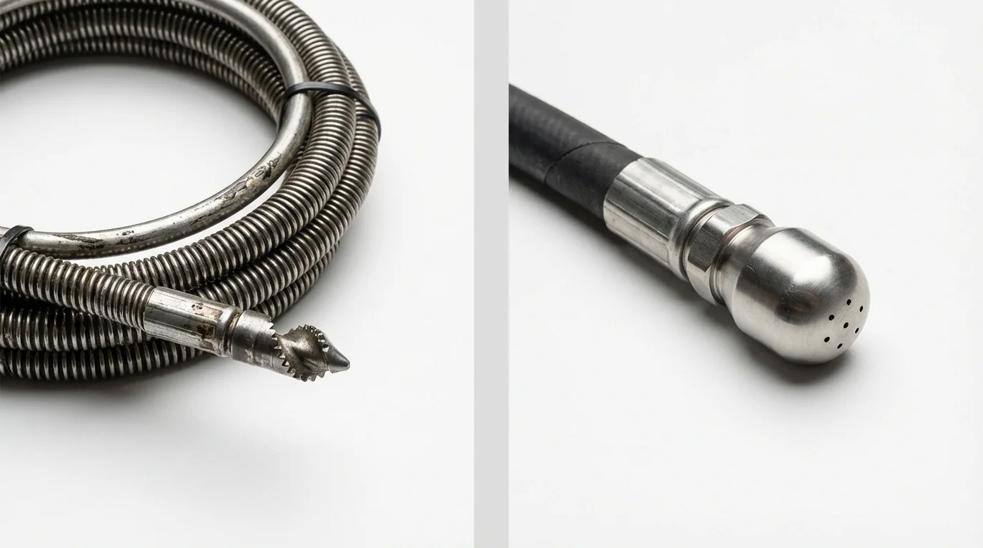 Drain snake cable and hydro jetting nozzle used for drain cleaning in Willow, AK