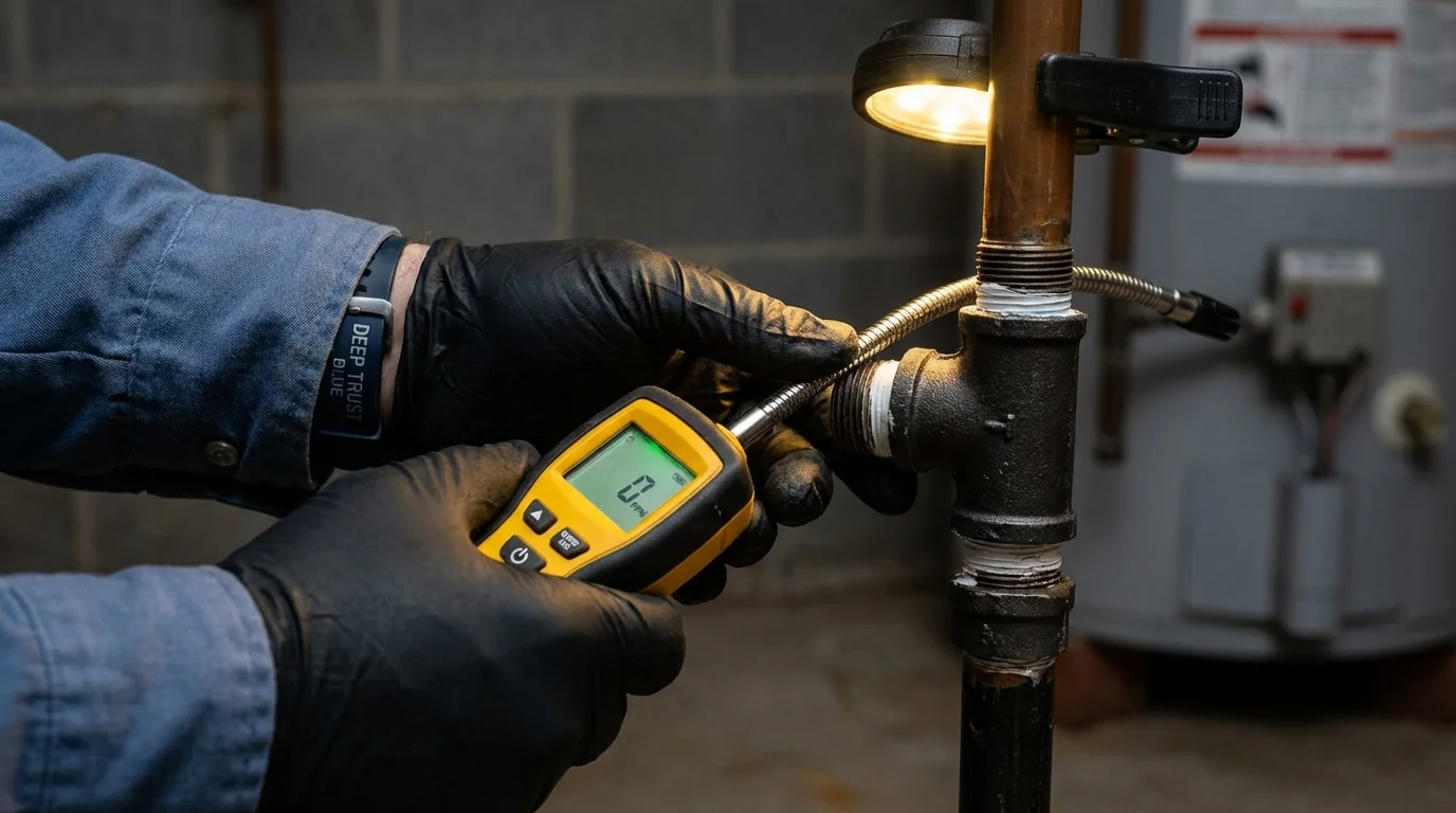 Gas leak detection with electronic sniffer by Johns Plumbing LLC in Willow